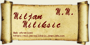 Miljan Milikšić vizit kartica
